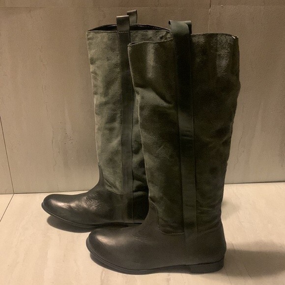 BDG Shoes - BDG Women Size 8 Gray Leather Suede Knee High Riding Boots Equestrian Casual